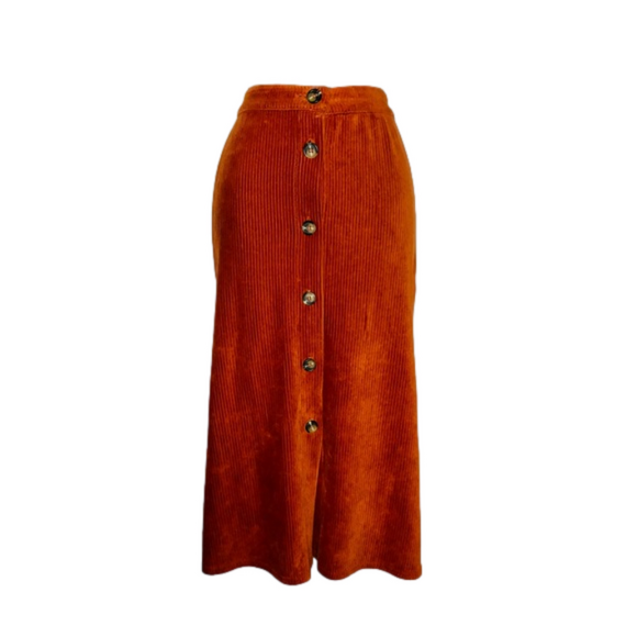 Dresses & Skirts - Rust Orange Button Down Corduroy Style Skirt